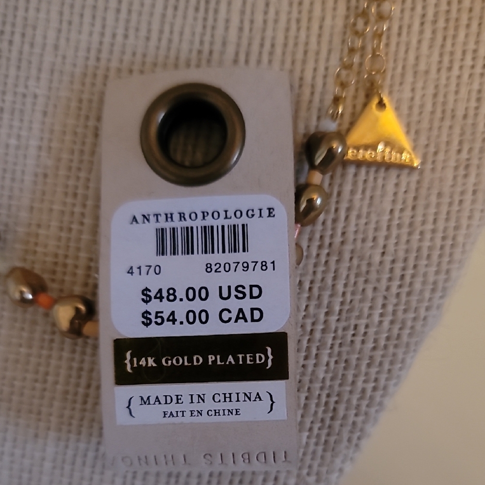 Anthropologie Gold Heart And Multi Color Beaded Necklace - Picture 2 of 9